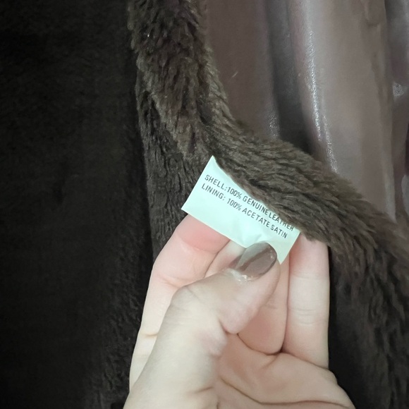 Vintage Brown Genuine Leather Utility Parka Size 12/ Large - Picture 5 of 8